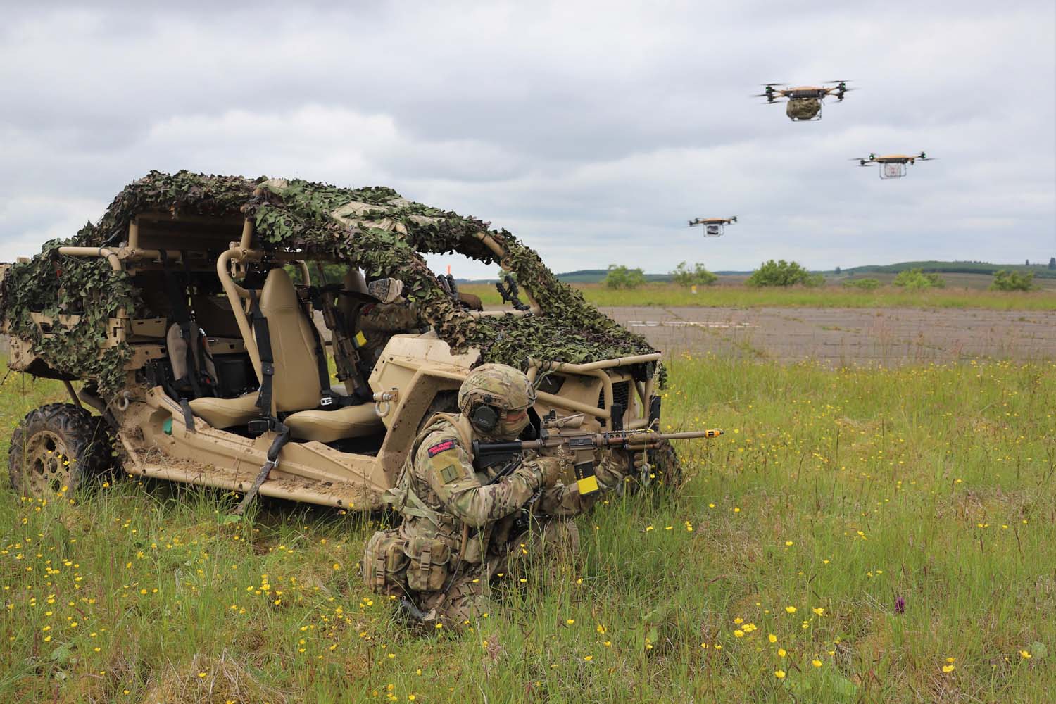 Royal Marines carry out experimental exercises with swarms of drones
