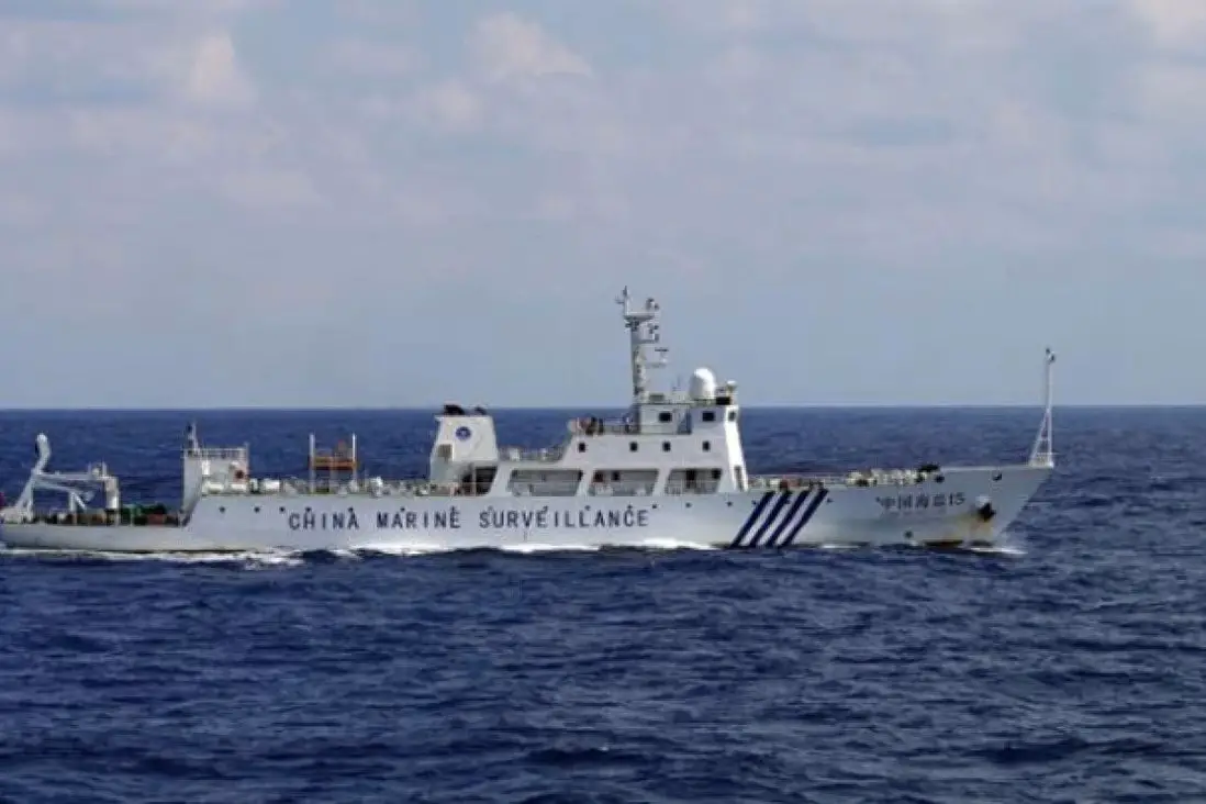A Chinese marine surveillance ship cruises near the disputed islands known as the Senkaku islands in Japan and Diaoyu islands in China