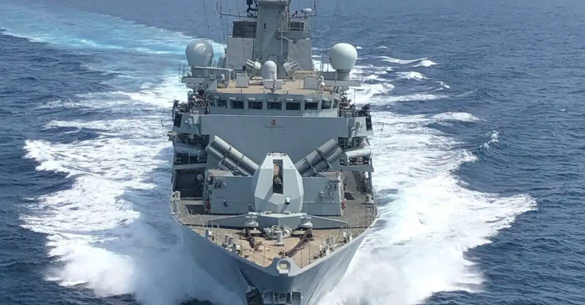 HMS Montrose accompanying merchant vessels in the Gulf