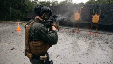 US Marine Corps Special Reaction Team (SRT) in multiple weapons sustainment training.