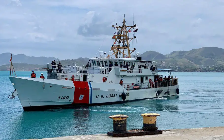 The US Coast Guard fast response cutter Oliver Henry arrives in Port Moresby, Papua New Guinea