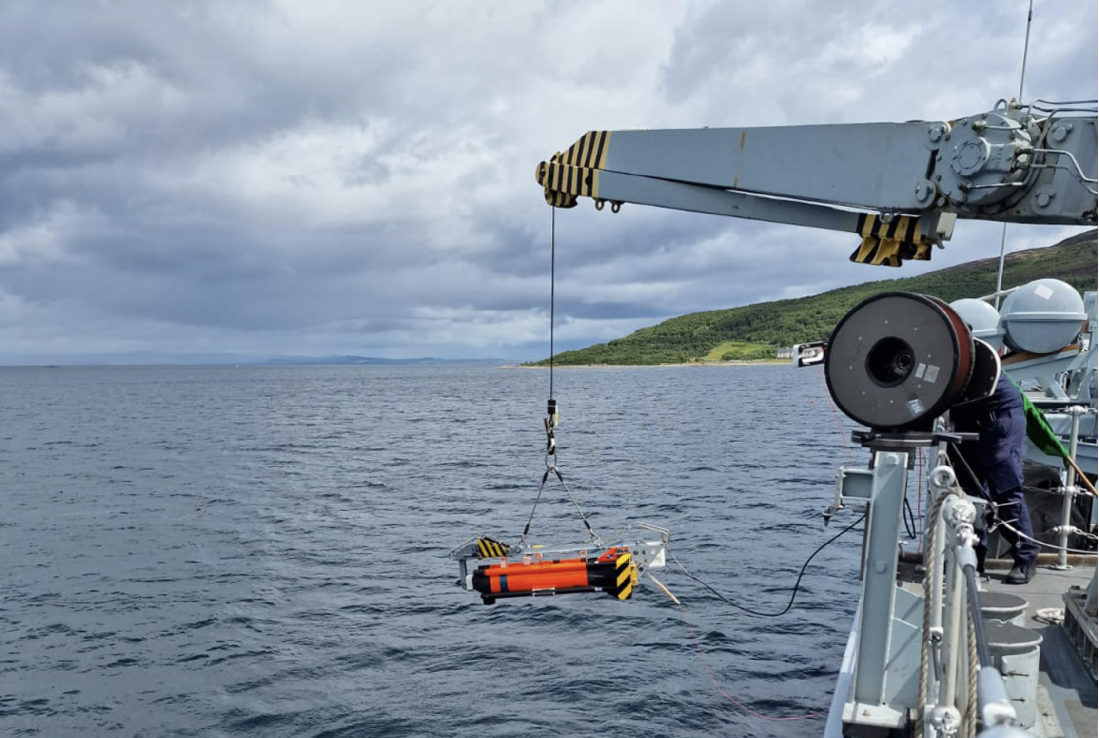 The Royal Navy testing  its remotely-piloted underwater vessel Seafox to locate mines