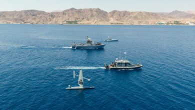 Vessels from the Israeli Navy and US Naval Forces Central Command operate in the Gulf of Aqaba with two unmanned surface vessels