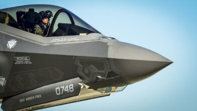 Air Force F-35 Lightning II pilot prepares to refuel