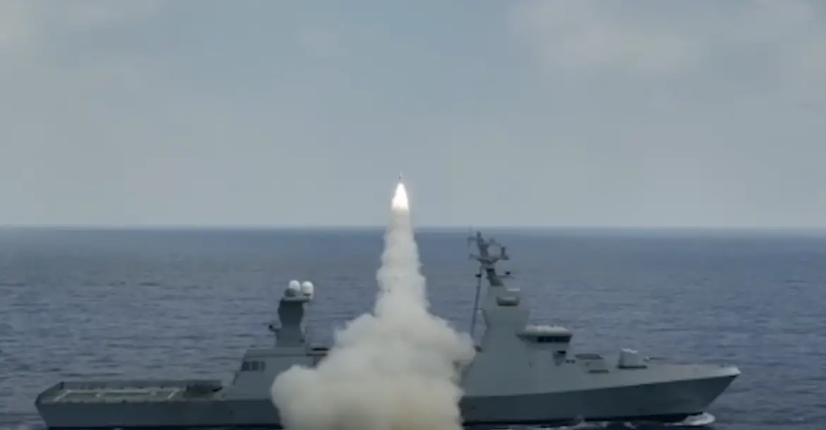 Israel's Sa’ar 6-class corvette INS Oz launches Gabriel V missile that destroyed a mock ship target