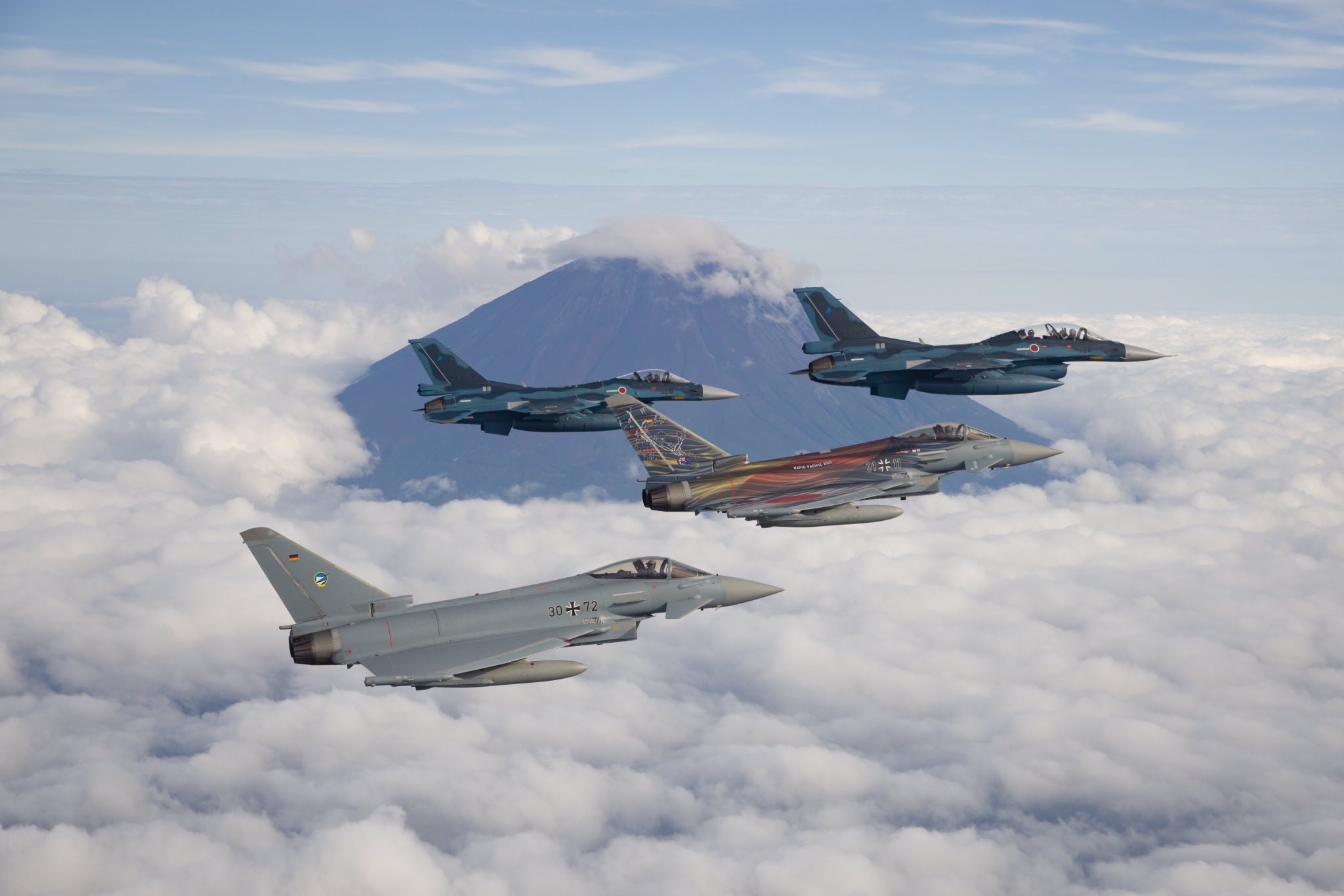 The Japan Air Self Defense Force and German Air Force conducting their first bilateral exercise in Japanese territory