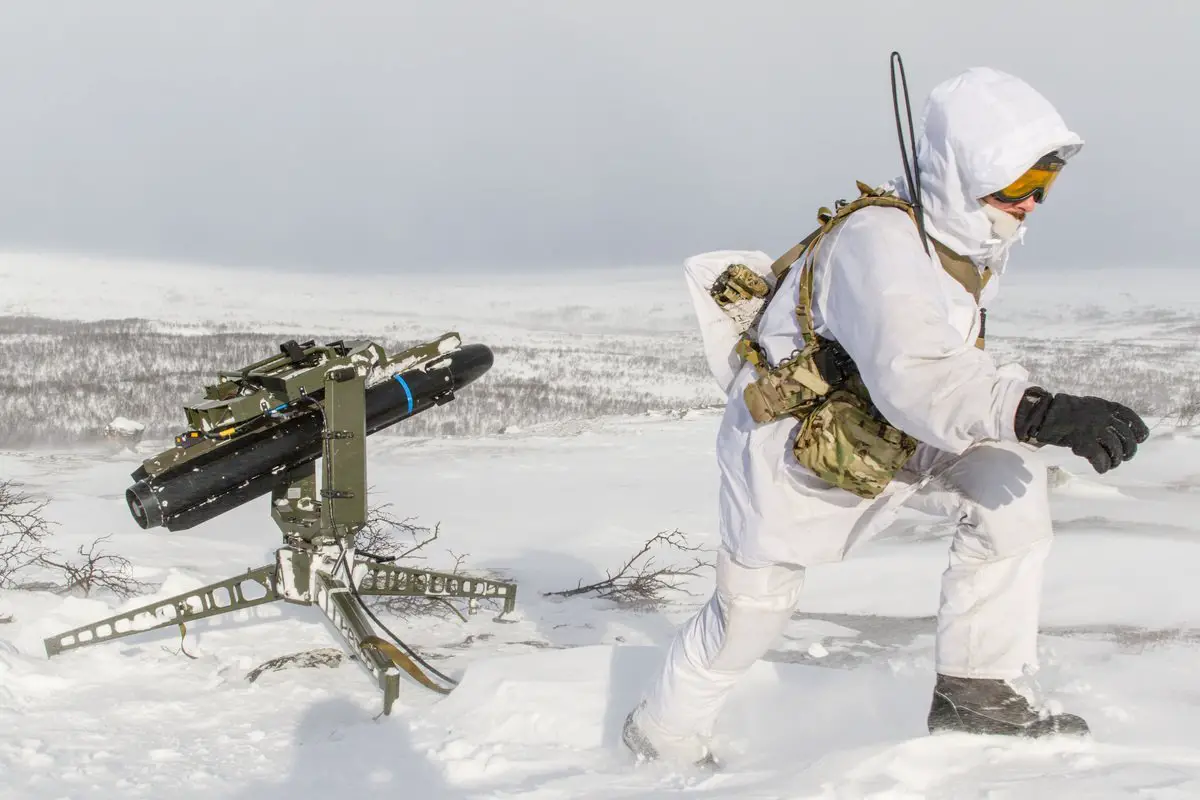 Norwegian soldier using Hellfire missile during exercise
