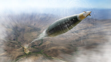 Rendering of BAE Systems' Long-Range Precision Guidance Kit (LR-PGK) for 155mm artillery projectiles