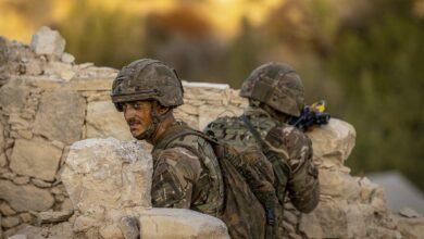 British Army Commandos secure the position during a joint exercise in Cyprus