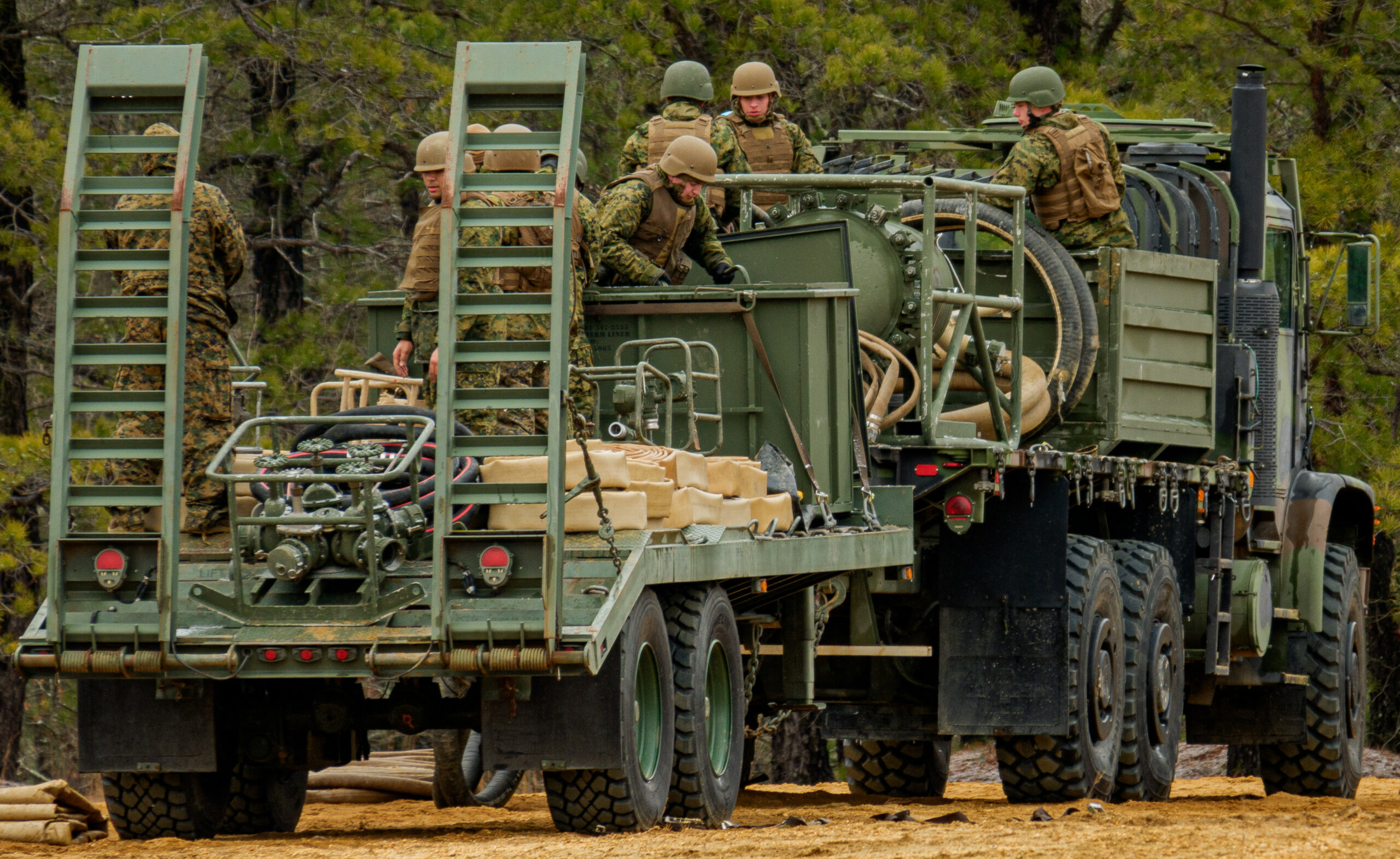 US Marines Engineer Support Battalion with refueling systems