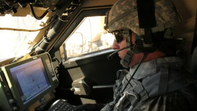 US Army soldier demonstrates Warfighter Information Network-Tactical Increment 2 and mission command