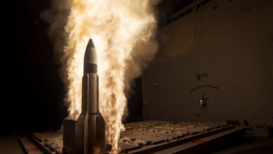 SM-3 Block 1B guided missile test at USS Lake Erie. Photo: Jessica Kosanovich/US Navy/MDA