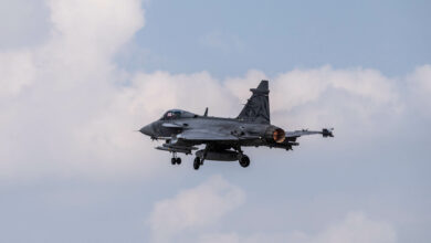 Hungarian Air Force JAS 39 Gripen launches for air policing mission. Photo: NATO
