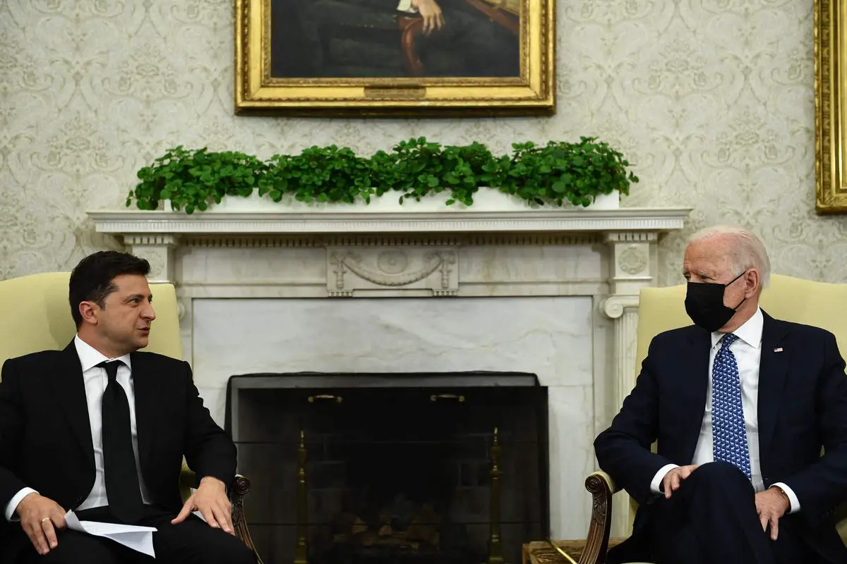 US President Joe Biden meets with Ukraine’s President Volodymyr Zelensky in the Oval Office of the White House in Washington