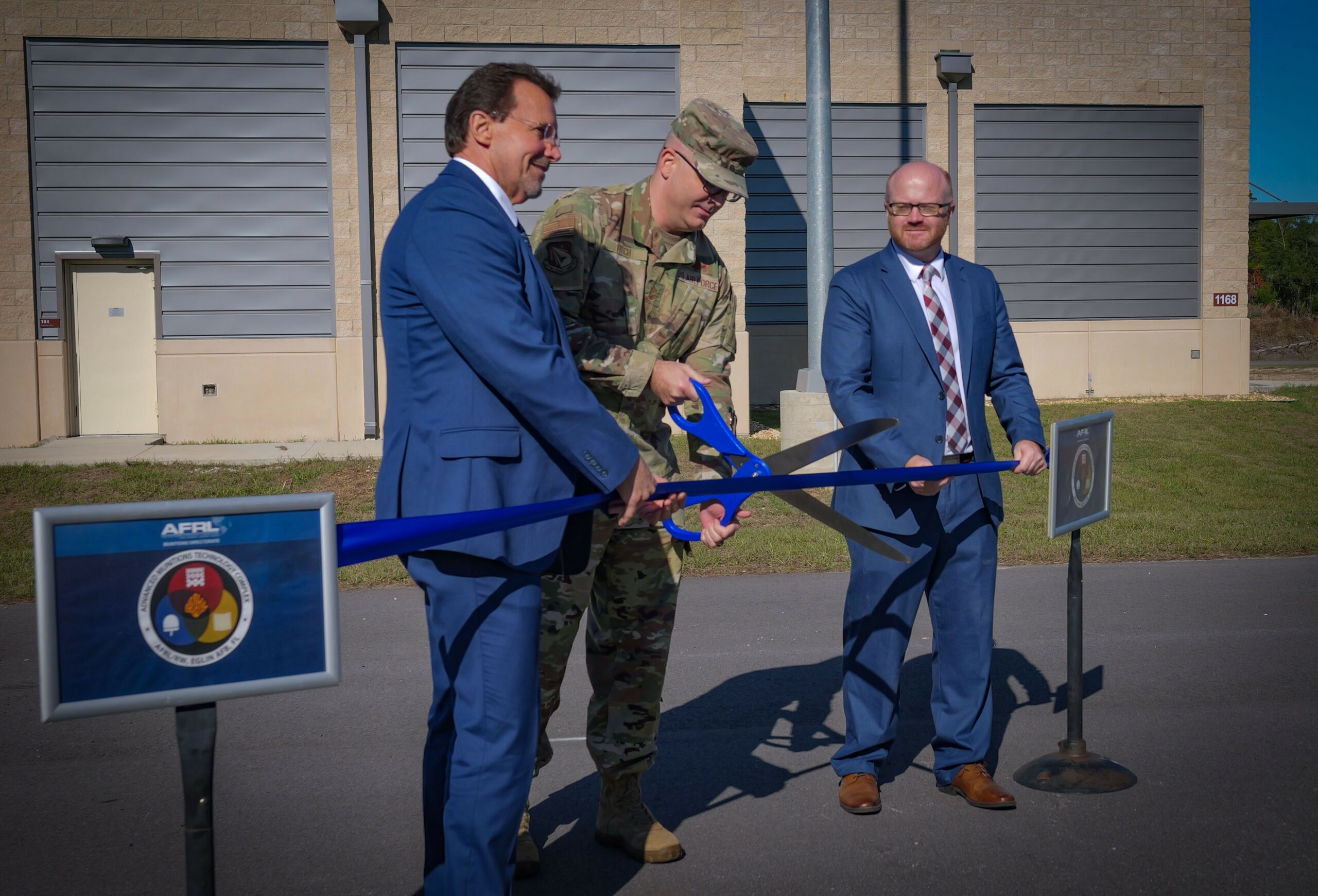 Ribbon-cutting ceremony for the AFRL's new Advanced Munitions Technology Complex at Eglin Air Force Base, Florida, December 2022.