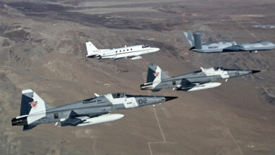 MQ-20 Avenger, Sabreliner jet, and F-5 Advanced Tigers.
