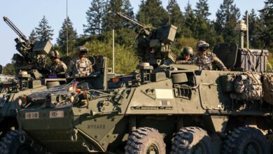 Stryker armored vehicles