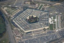 The Pentagon is seen from an airplane