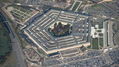 The Pentagon is seen from an airplane