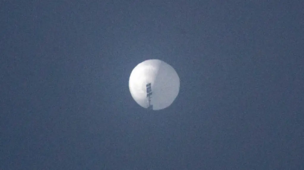 This handout photo from Chase Doak shows a suspected Chinese spy balloon over Montana