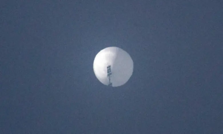 This handout photo from Chase Doak shows a suspected Chinese spy balloon over Montana