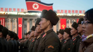 North Korean soldiers attend a mass rally to celebrate the declaration that it had achieved full nuclear statehood in Pyongyang