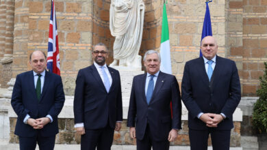 British and Italian defense officials at a defense cooperation meeting in Rome