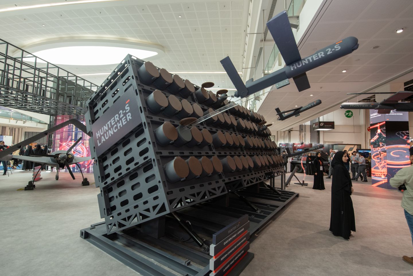 Hunter 2-S loitering munition displayed at IDEX 2023