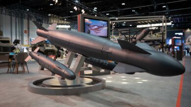 Halcon's Thunder P3 Light precision-guided munition displayed at IDEX 2023. Photo: Edge Group