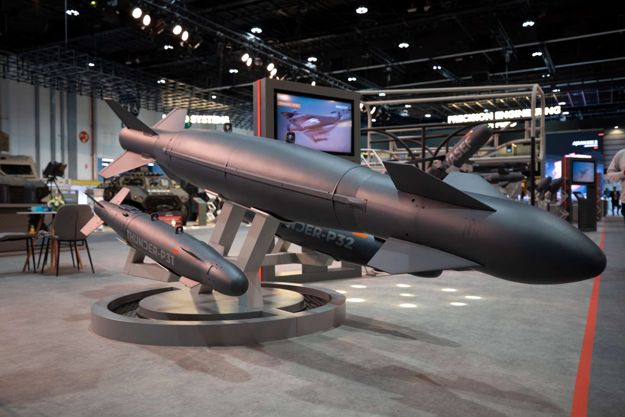 Halcon's Thunder P3 Light precision-guided munition displayed at IDEX 2023. Photo: Edge Group