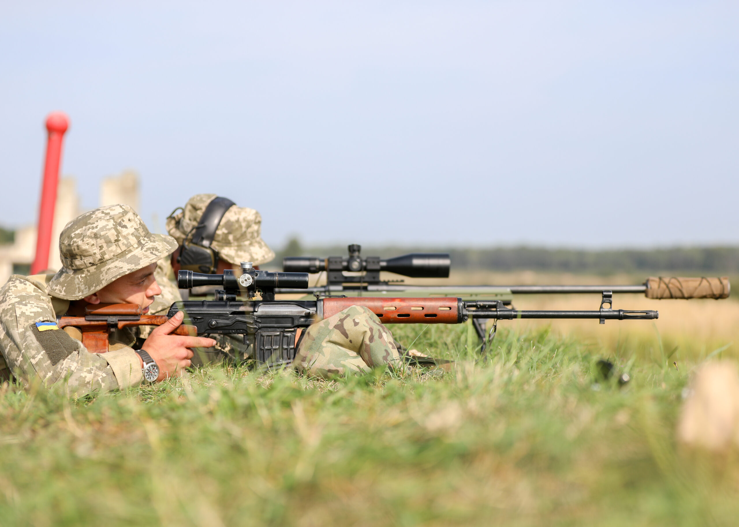 Soldiers of Task Force Carentan joined Combat Training Center-Yavoriv OC/T's and the 10th Mountain Assault Brigade as they conducted marksmanship training with the SVD and M700 sniper rifles, Aug. 29. (U.S. Army photo by Sgt. Justin Navin)