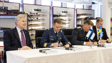 Sweden and Finland defense officials sign long-term arms deals with Sako.