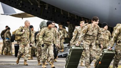 Soldiers arriving in Europe following the Pentagon’s 2022 announcement of additional forces moving from the United States to Europe in support of our NATO allies
