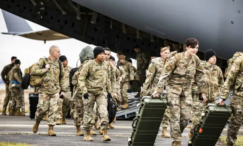 Soldiers arriving in Europe following the Pentagon’s 2022 announcement of additional forces moving from the United States to Europe in support of our NATO allies
