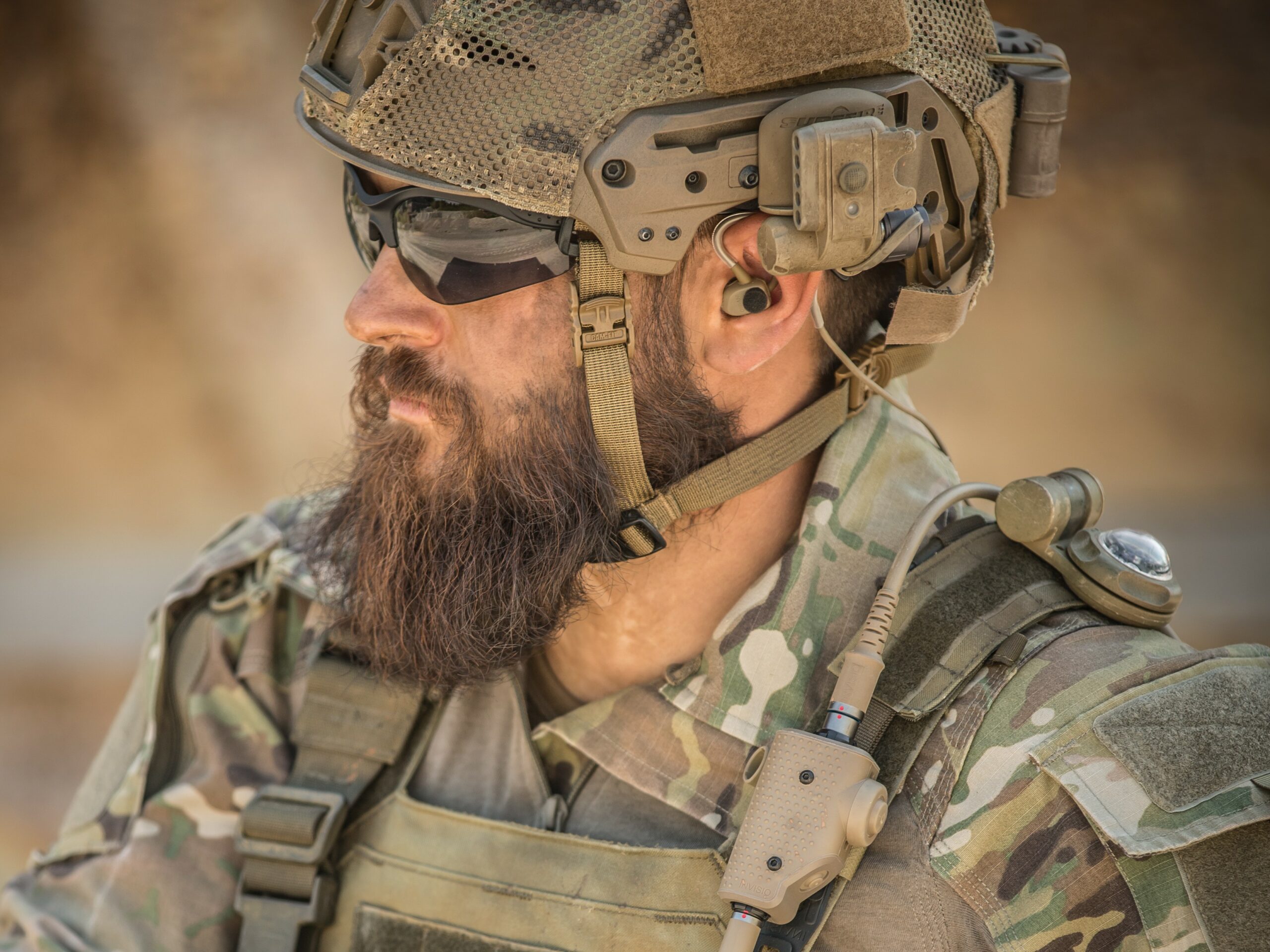 Hearing protection system equipped to a soldier.