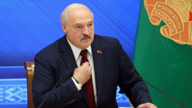 Belarus' President Alexander Lukashenko speaks during a press conference