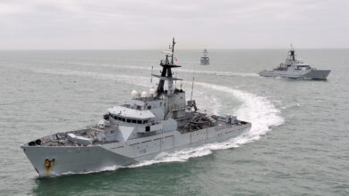 Library Image: The three River-class patrol vessels of the Fishery Protection Squadron, HMS Mersey, HMS Severn and HMS Tyne (foreground) exercising off the coast of Cornwall. FIRST STEEL CUT ON £348 MILLION ROYAL NAVY WARSHIP CONTRACT Steel was cut today for the first of three new Royal Navy offshore patrol vessels (OPVs) at a ceremony in Glasgow attended by the Secretary of State for Scotland and the Ministry of Defences (MoD) Chief of Defence Materiel. The vessels, which will be used by the Royal Navy to undertake various tasks in support of UK interests both at home and abroad, will be built at BAE Systems shipyards in a contract that has protected more than 800 Scottish jobs.
