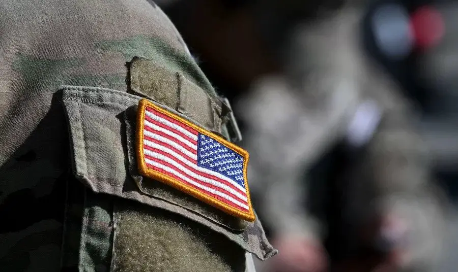 USA patch flag on soldier's arm