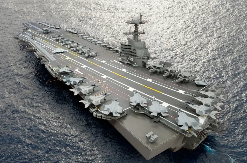 The aircraft carrier John F. Kennedy (CVN 79) is the second ship in the Gerald R. Ford class, the Navy's newest class of nuclear aircraft carriers. The ship's first steel was cut in Dec. 2010, and delivery to the Navy is scheduled no later than 2022. (U.S. Navy photo illustration courtesy of Newport News Shipbuilding/Released)