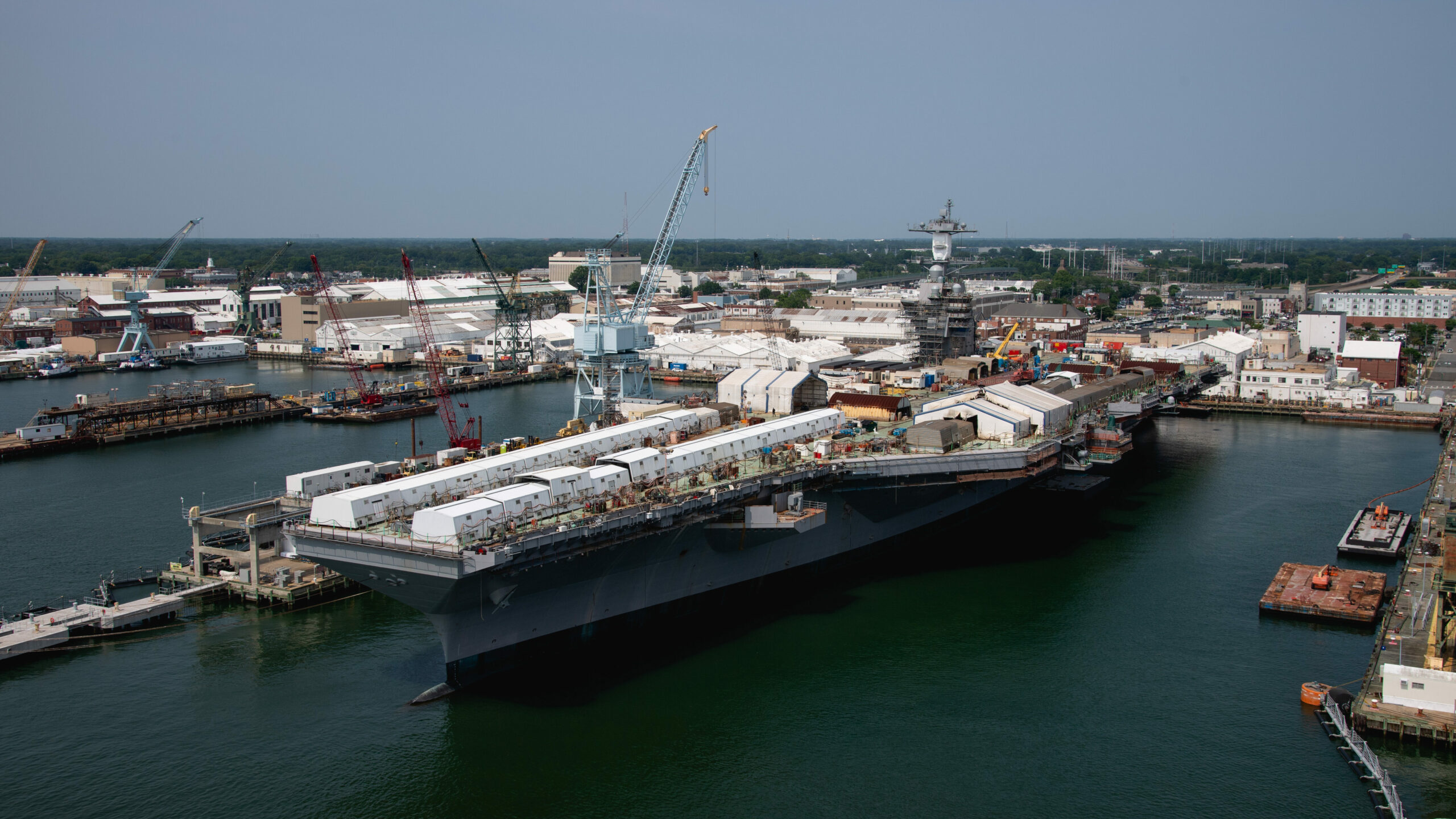 USS John F. Kennedy (CVN 79) aircraft carrier under construction. Photo: HII
