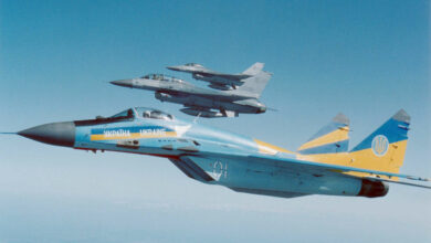 A Ukrainian Air Force MiG-29 while on a tour of North America in 1992