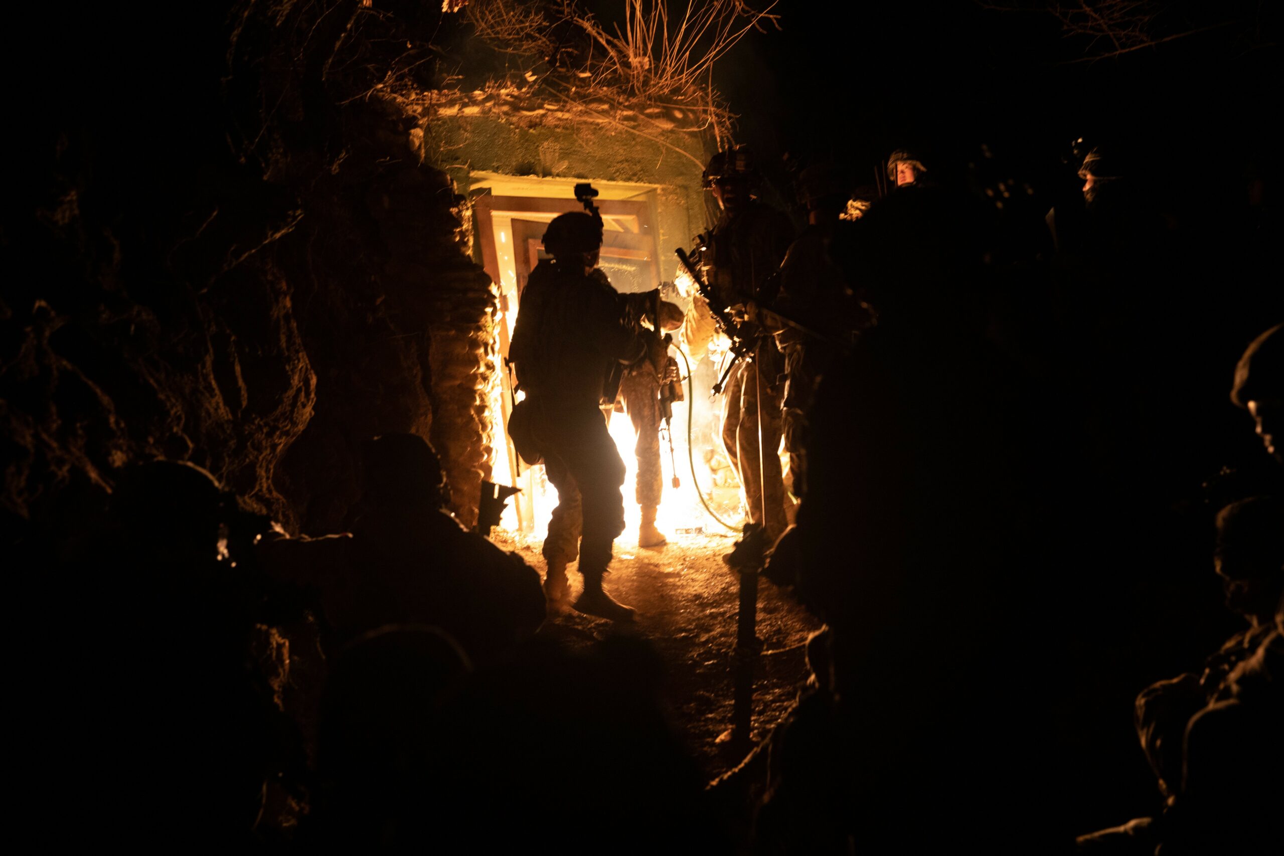 A Soldier with 2nd Brigade, 2nd Infantry Division breaches the entrance of an underground complex during the early morning on March 16, 2023 at Goldmine Training Area, Republic of Korea during Exercise Warrior Shield. (Sgt. Joshua DuRant)
