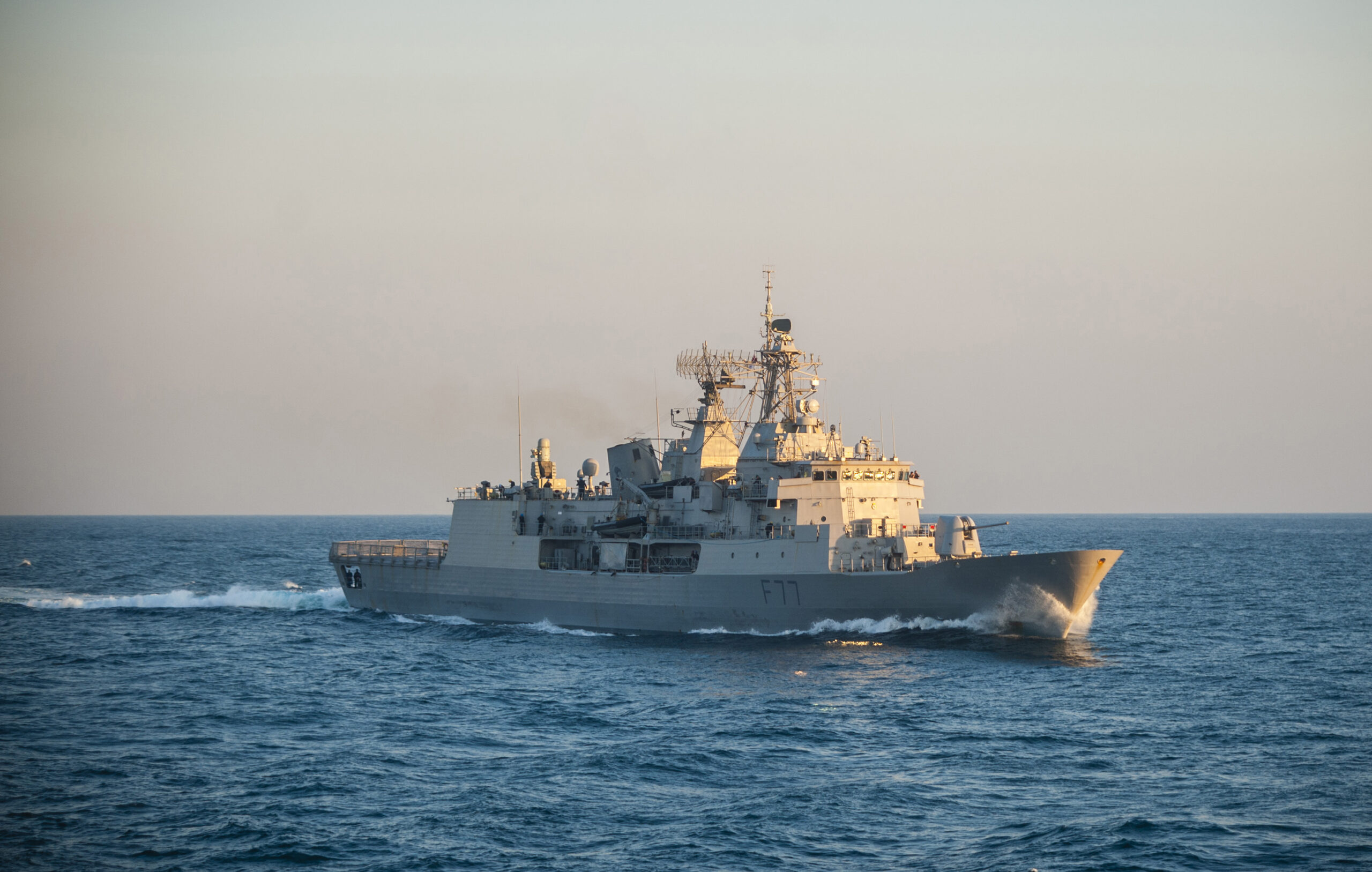 150711-N-BX824-070 TIMOR SEA (July 11, 2015) The Royal New Zealand Navy Anzac-class frigate HMNZS Te Kaha (F77) operates in the Timor Sea in support of Talisman Sabre (TS) 2015. TS 15 is a biennial exercise that provides an invaluable opportunity for nearly 30,000 U.S. and Australian defense forces to conduct operations in a combined, joint and interagency environment that will increase both countries' ability to plan and execute a full range of operations from combat missions to humanitarian assistance efforts. (U.S. Navy photo by Mass Communication Specialist 3rd Class Ricardo R. Guzman/Released)