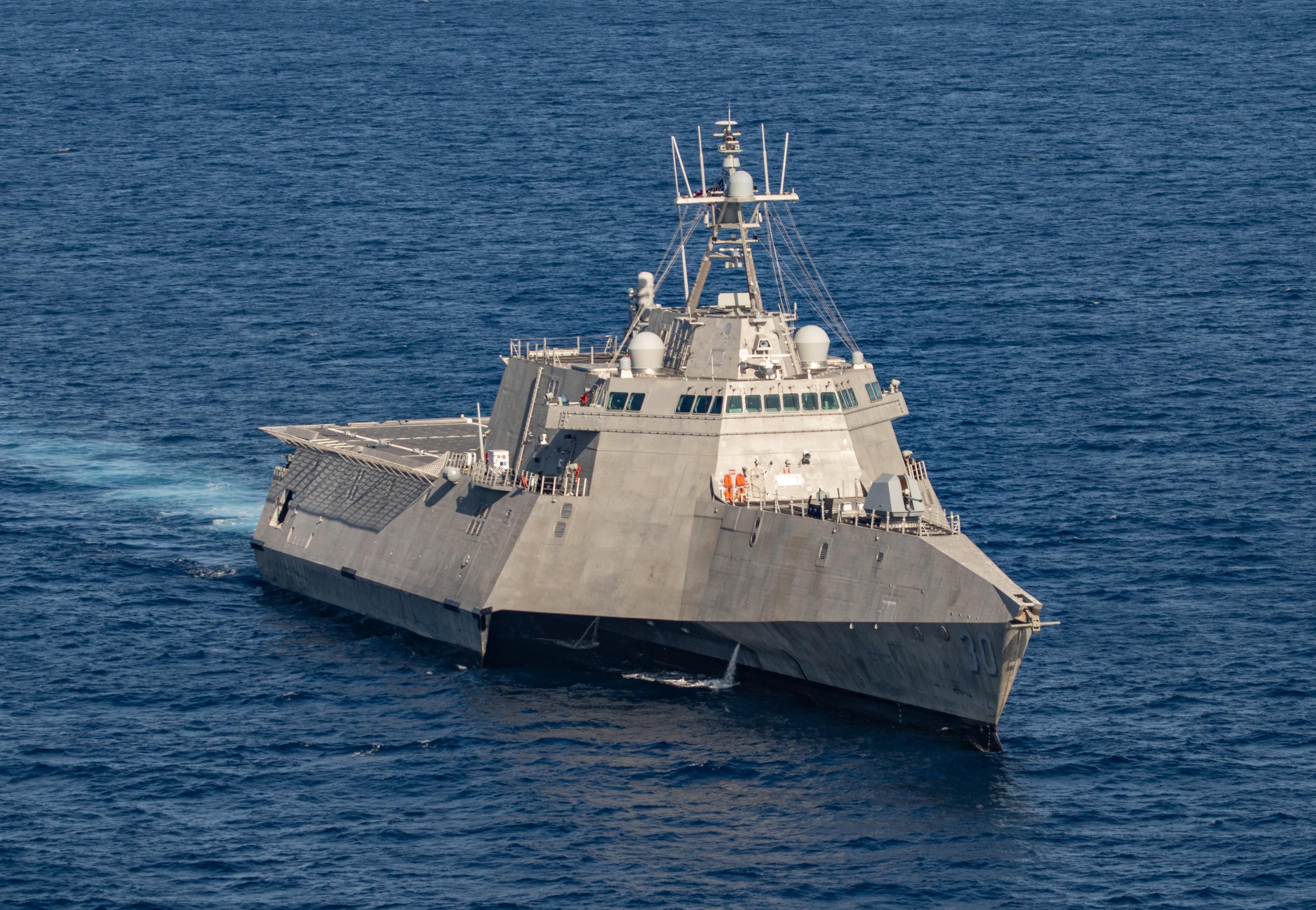 The Independence-variant littoral combat ship USS Canberra (LCS 30).
