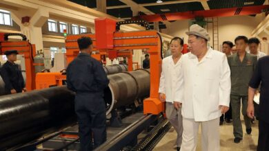 North Korean leader Kim Jong Un visits a major munitions factory at an undisclosed location in North Korea