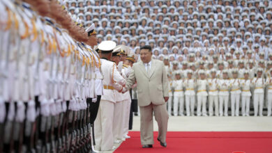North Korean leader Kim Jong Un has called for boosting the country's navy when inspecting the navy command.