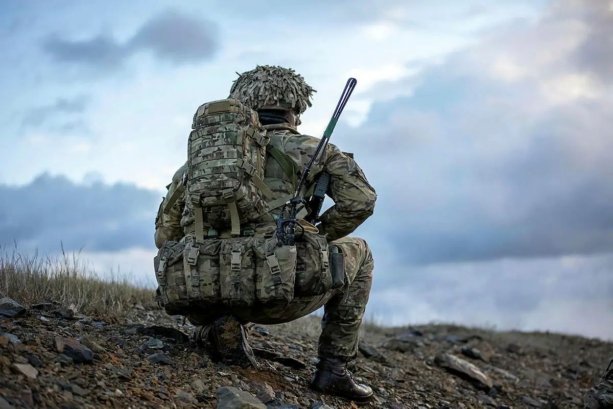 Grenadier Guardsman from British Forces South Atlantic Islands (BFSAI) take part in a joint exercise (Ex Cape Bayonet) at Port San Carlos, Falkland Islands
