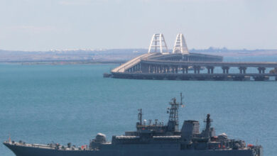 Traffic on the strategic Kerch Strait bridge was briefly halted by the attack on a Russian tanker south of the strait