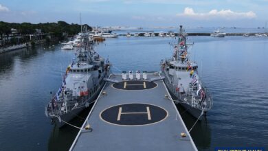 BRP Valentin Diaz and BRP Ladislao Diwa are seen docked in the Philippine Navy Headquarters' pier. The two Cyclone-class patrol ships were previously known as the US Navy's USS Monsoon and USS Chinook before they were decommissioned and transferred to the Philippine Navy.
