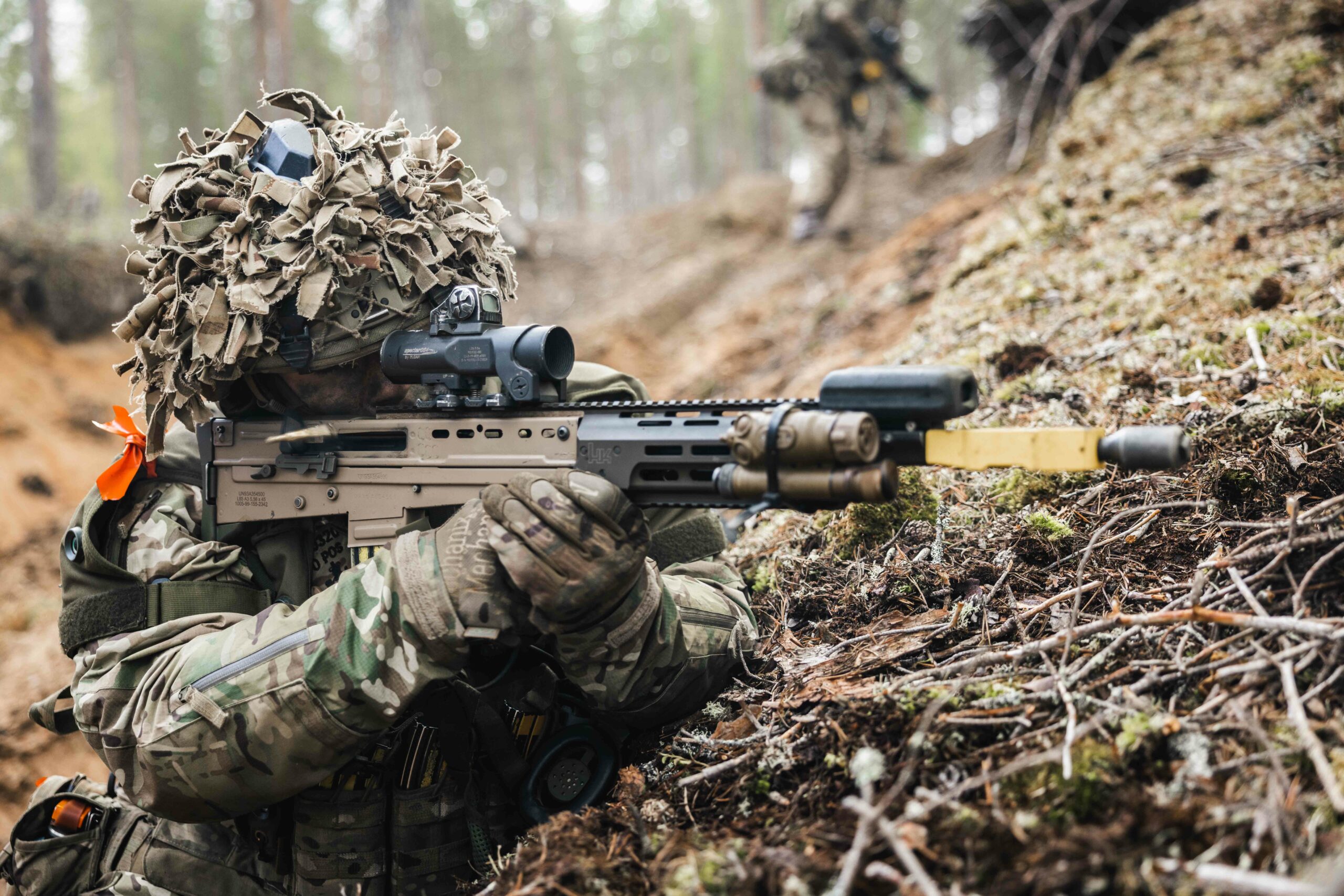 British soldier fires his SA-80 towards the enemy during the exercise. The Finnish Defence Forces (FDF) proudly announce Exercise NORTHERN FOREST 23 (NF23), a major military exercise led by the FDF and involving allied forces and JEF Participant Nations (PNs). Taking place during May and June 2023, NF23 is designed to enhance the capabilities of the Finnish troops and validate their readiness for future operations. As part of NF23, A Company Group from 5 RIFLES will be exercising as an Armoured Infantry Company within a Finnish battlegroup, operating alongside the Finnish Jaeger Corps and Border Guard. The exercise will be primarily held in the picturesque region of Rovaniemi, Finland, providing a challenging and realistic environment for the participating forces. NF23 is of great significance to the FDF as it serves as the main exercise for the year, aiming to thoroughly assess and validate the Finnish troops' skills and preparedness. By conducting joint training exercises with allied forces and JEF PNs, the FDF aims to strengthen cooperation, interoperability, and shared understanding among the participating nations. During the exercise, the Finnish Defence Forces will test a range of tactics, techniques, and procedures in various scenarios, including defensive and offensive operations, urban warfare, and border security. The focus will be on improving command and control structures, enhancing decision-making processes, and refining the interoperability of different units involved.
